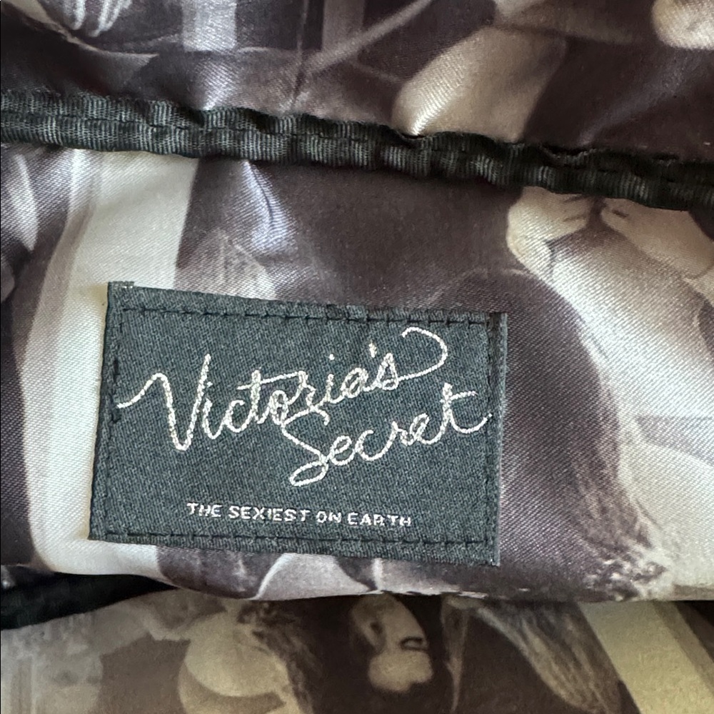 Victoria's Secret Black Suede Travel Tote with Glossy Black Trim Handle - Picture 2 of 6
